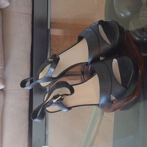 Black Leather Strap Sandals